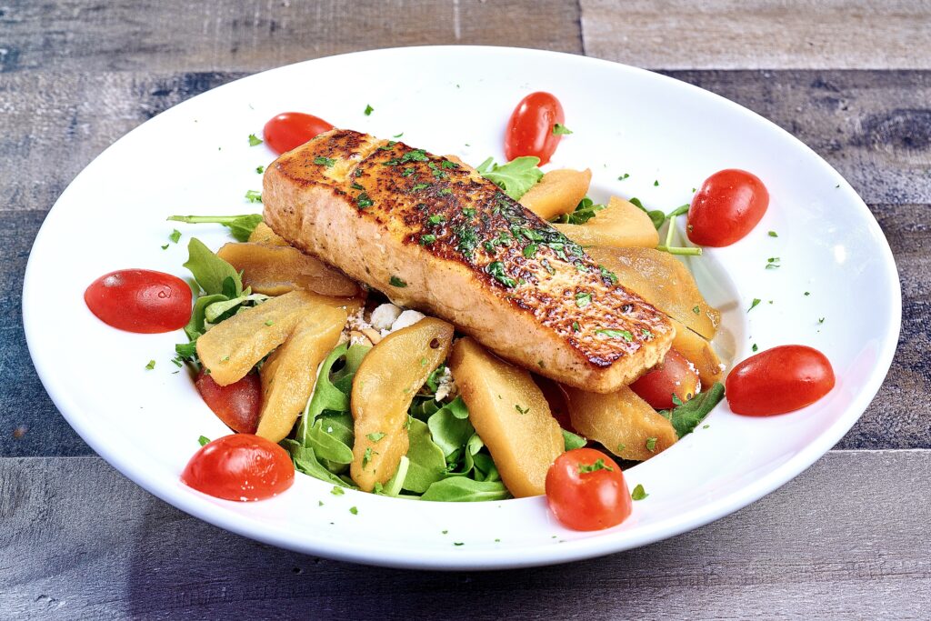 85 PEAR SALMON GOAT CHEESE SALAD